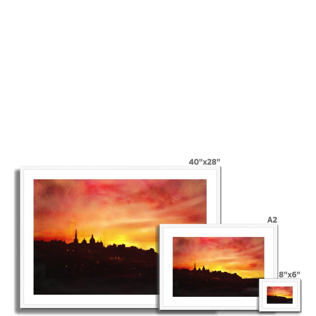 Edinburgh Sunset Painting | Framed & Mounted Prints From Scotland-Framed & Mounted Prints-Edinburgh & Glasgow Art Gallery-Paintings, Prints, Homeware, Art Gifts From Scotland By Scottish Artist Kevin Hunter