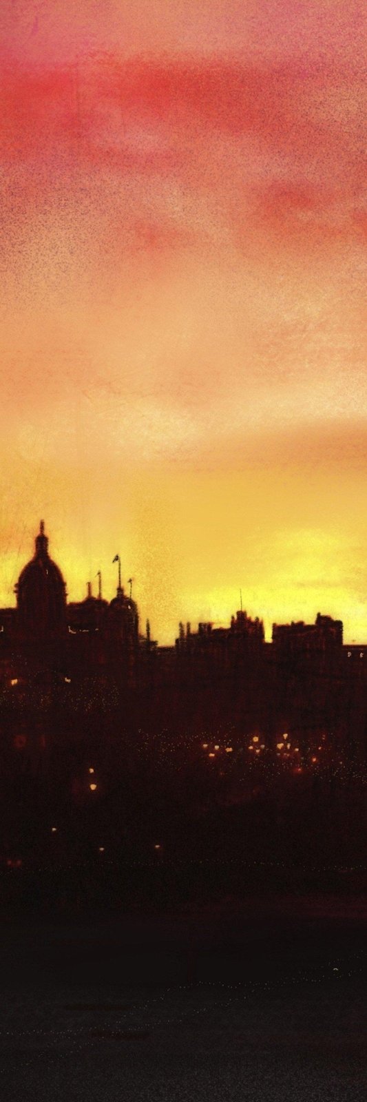 Edinburgh Sunset Painting Signed Fine Art Triptych Canvas