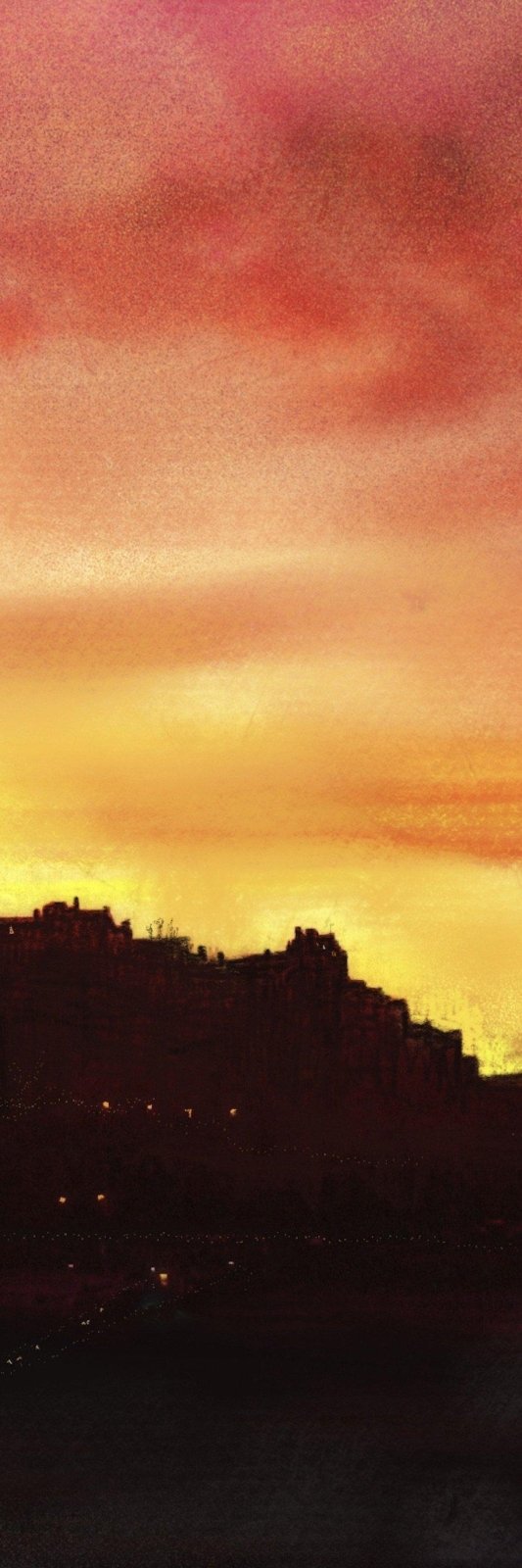 Edinburgh Sunset Painting Signed Fine Art Triptych Canvas