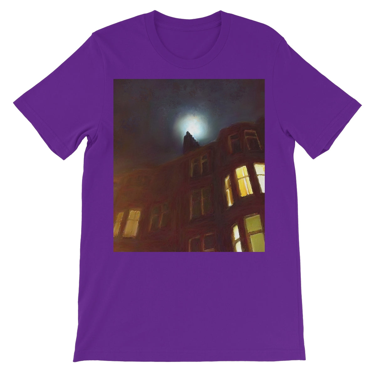 A Moonlit Tenement Unisex Short Sleeve T-Shirt | Scottish Art Gifts