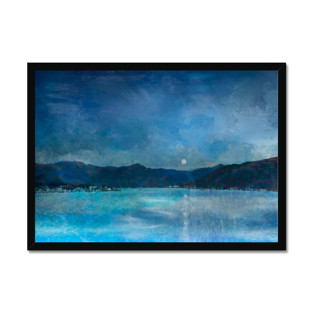 Clyde Winter Morning Moon Painting | Framed Prints From Scotland