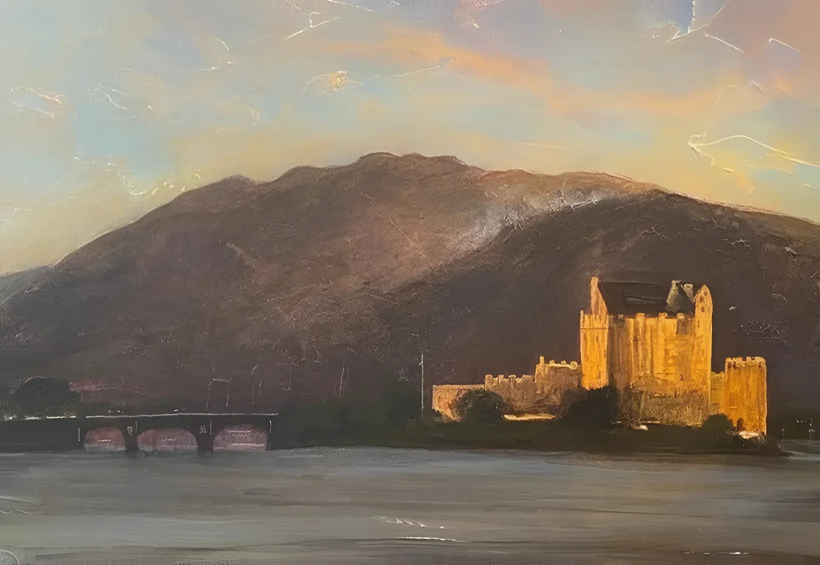 Eilean Donan Castle - Historic & Iconic Art Gallery Scotland Worldwide Shipping Illuminated Castle Water Scottish Castles Paintings