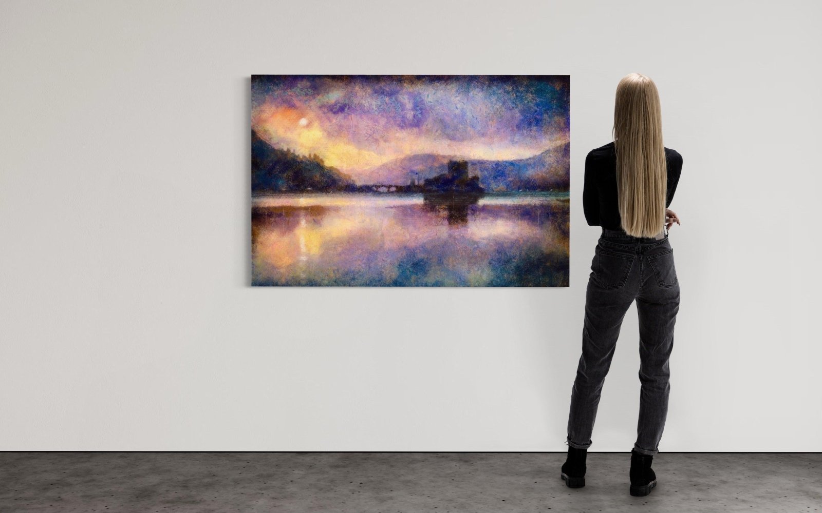 Eilean Donan Castle Moonlight 60x40 inch Stretched Canvas Print