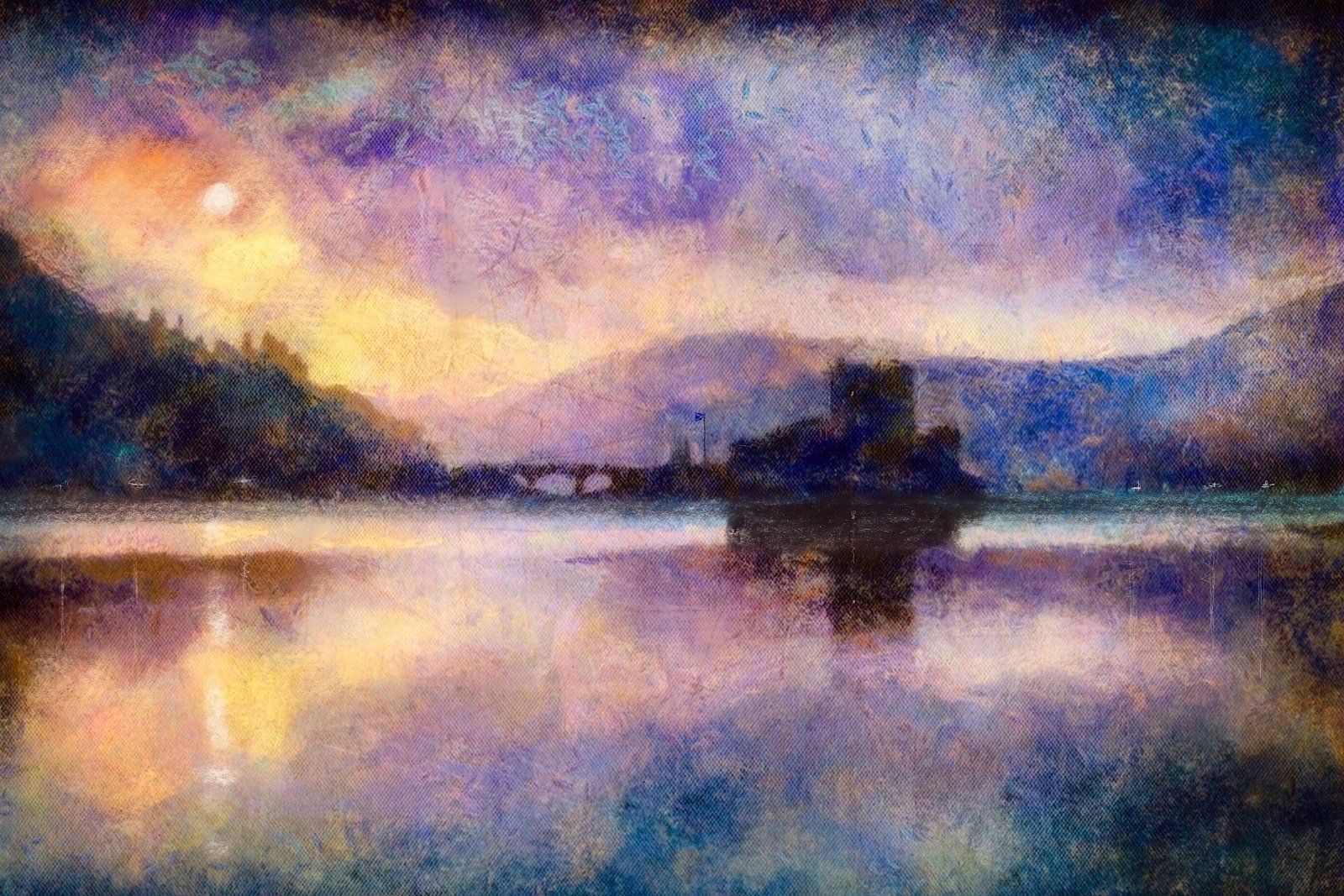 Eilean Donan Castle Moonlight 60x40 inch Stretched Canvas Print