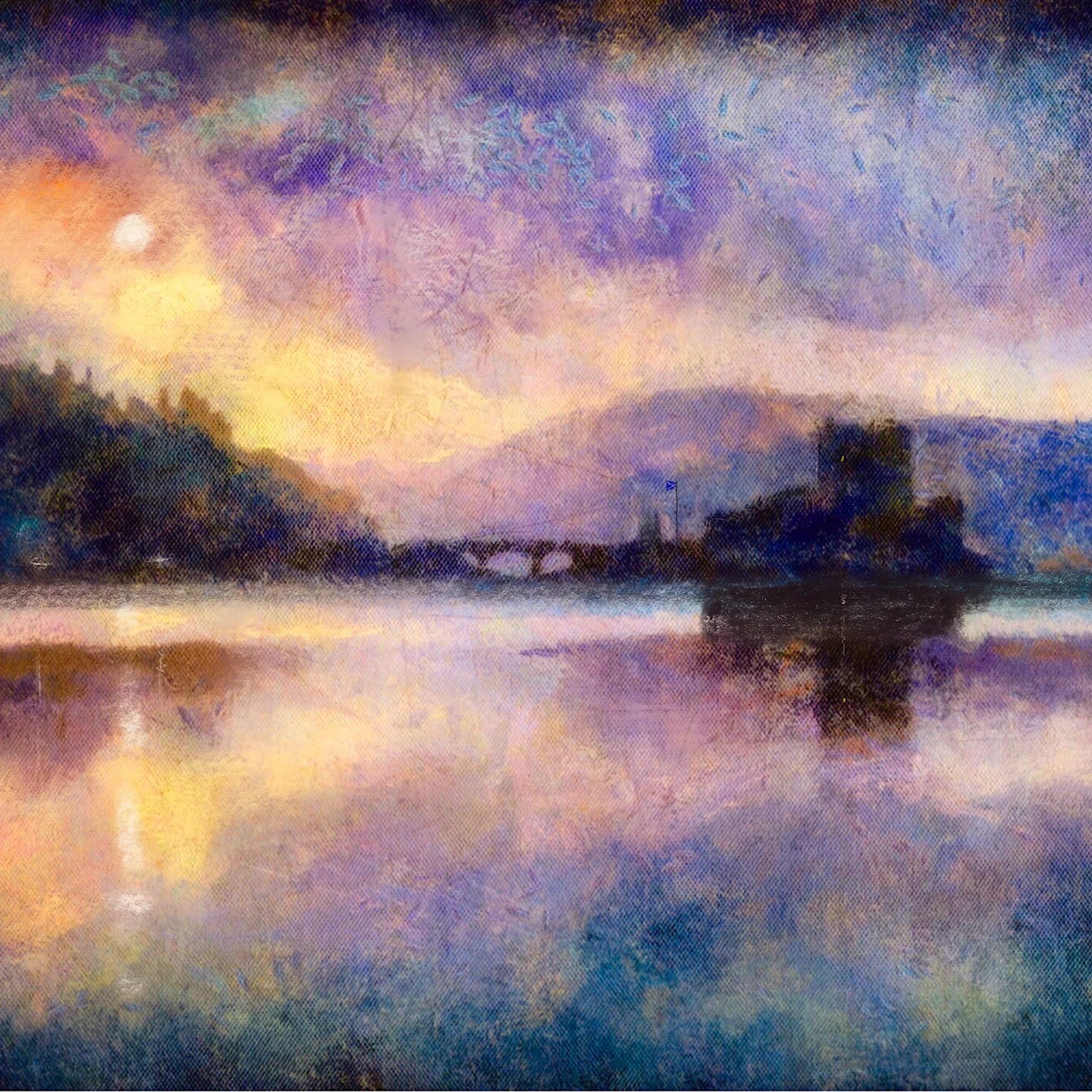 Eilean Donan Castle Moonlight | Scotland in your Pocket - Historic & Iconic Art Gallery Worldwide Shipping Painting Sunset Lake Scottish