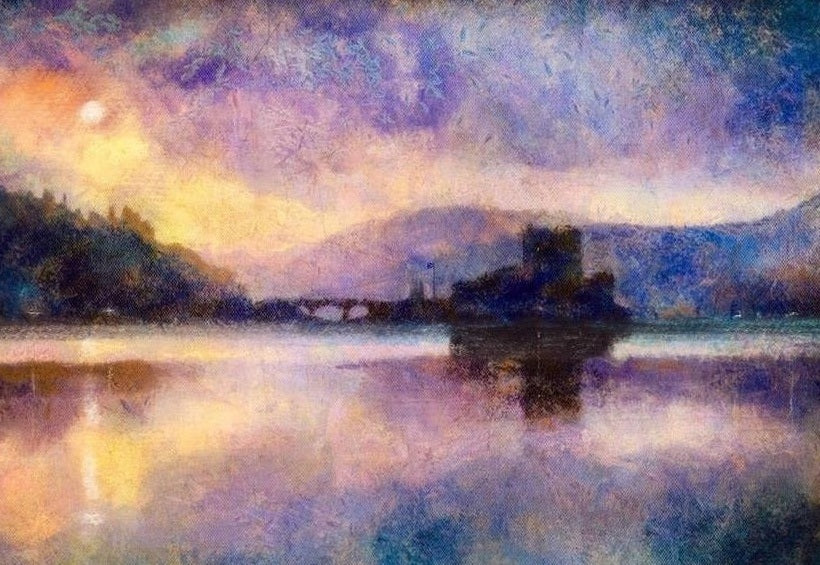 Eilean Donan Castle Moonlight Scottish Landscape Painting