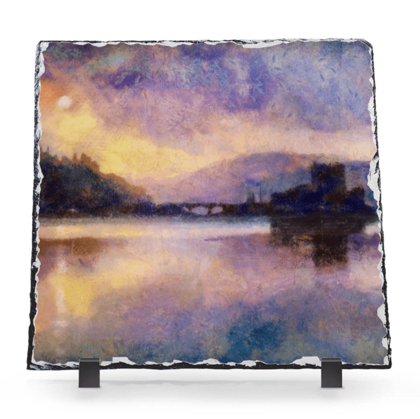Eilean Donan Castle Moonlight Scottish Slate Art | Scottish Art Gifts