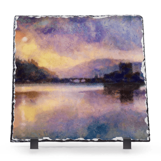 Eilean Donan Castle Moonlight Scottish Slate Art | Scottish Art Gifts