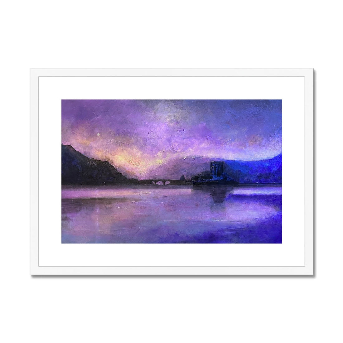 Eilean Donan Castle Moonset Painting | Framed &amp; Mounted Prints From Scotland