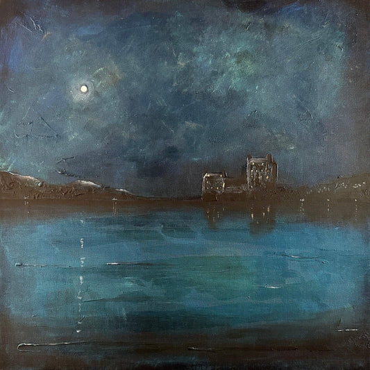 Eilean Donan Castle Prussian Twilight Original Painting | Scottish Art Gifts