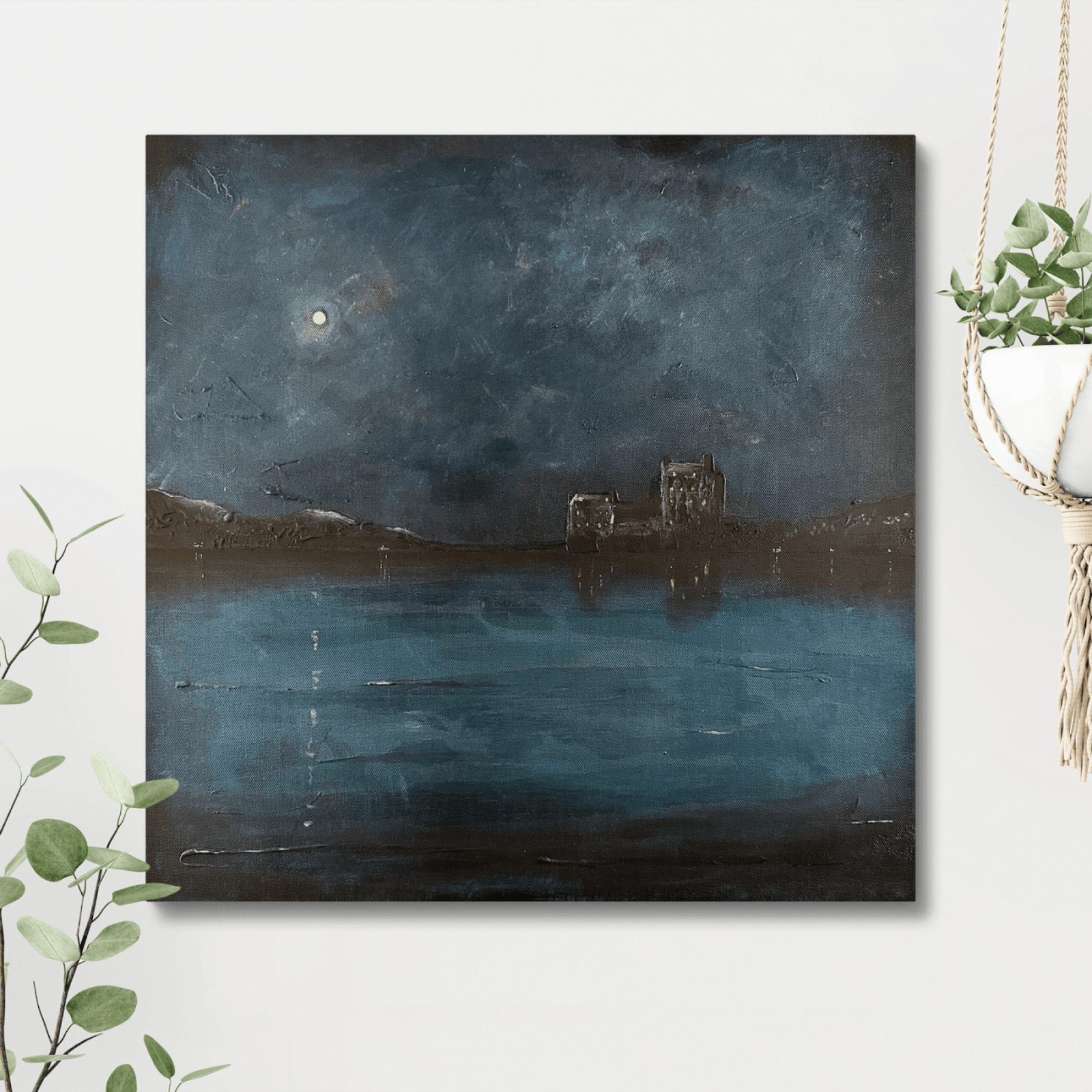 Eilean Donan Castle Prussian Twilight Original Painting | Scottish Art Gifts