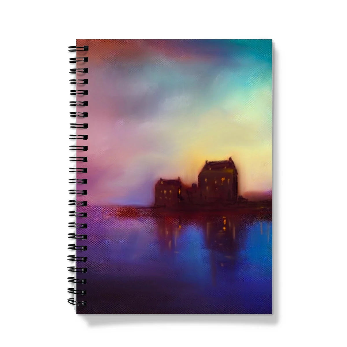 Eilean Donan Castle Sunset Notebook - Historic & Iconic Art Gallery Scotland Worldwide Shipping Spiral-bound Notebook Abstract Scottish