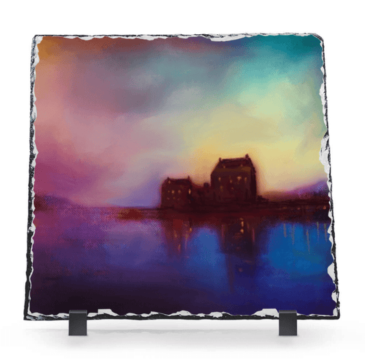 Eilean Donan Castle Sunset Scottish Slate Art | Scottish Art Gifts
