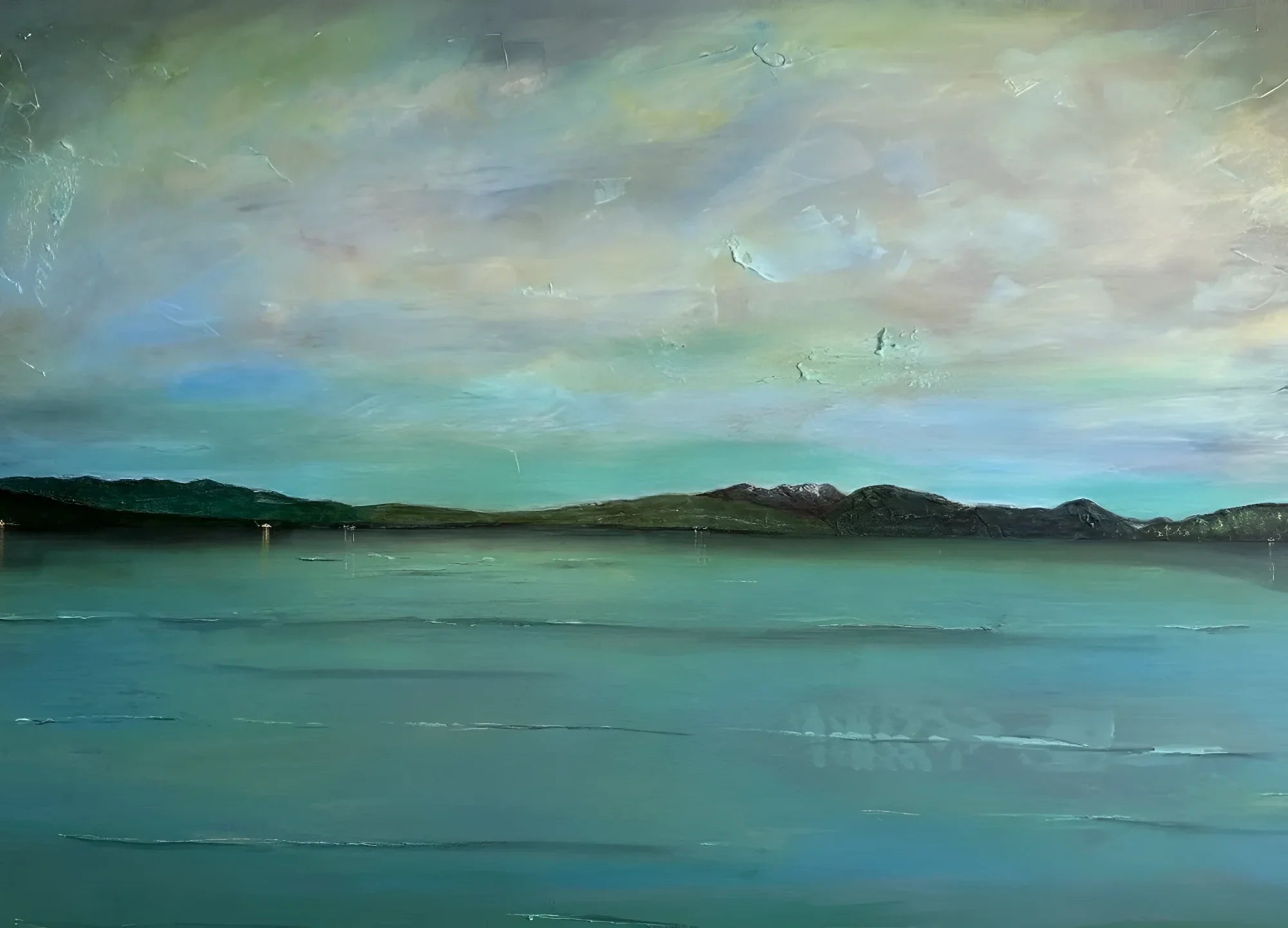 An Emerald Loch Lomond - Lochs & Mountains Art Gallery Scotland Worldwide Shipping Impressionistic Seascape Painting Scottish and Paintings
