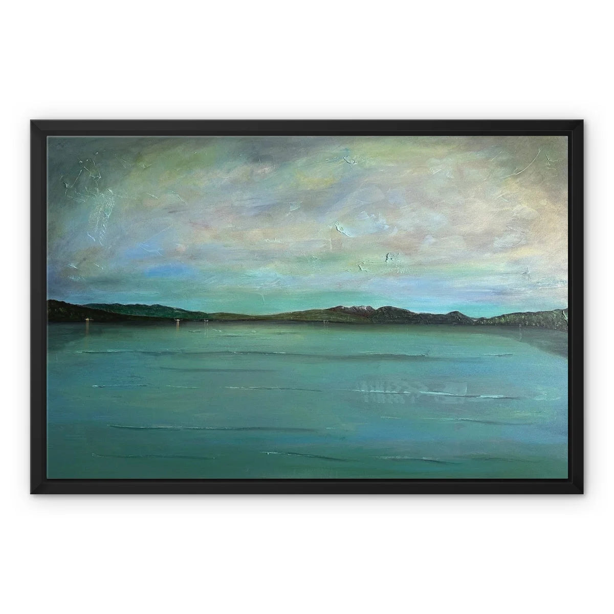 An Emerald Loch Lomond Framed Canvas - Lochs & Mountains Art Gallery Scotland Worldwide Shipping Scottish and Paintings Prints by Artist