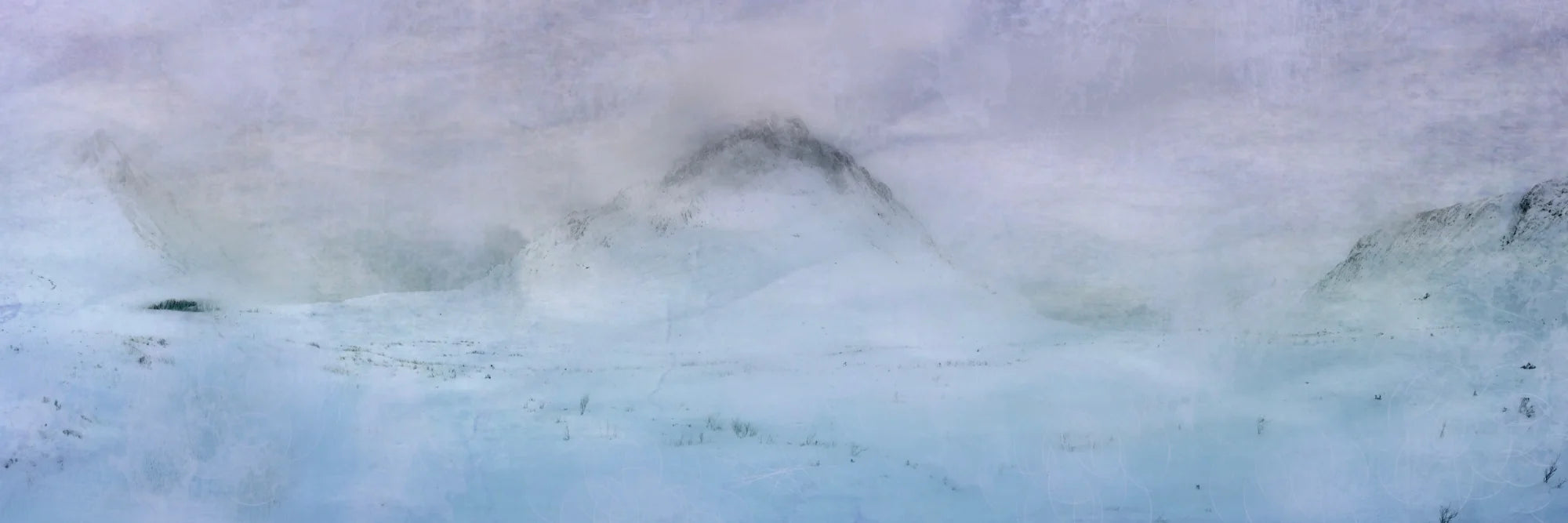 Etive Snow Glencoe Original Panoramic Painting on Canvas - Art Gallery Scotland Worldwide Shipping Paintings and Prints by Artist Hunter