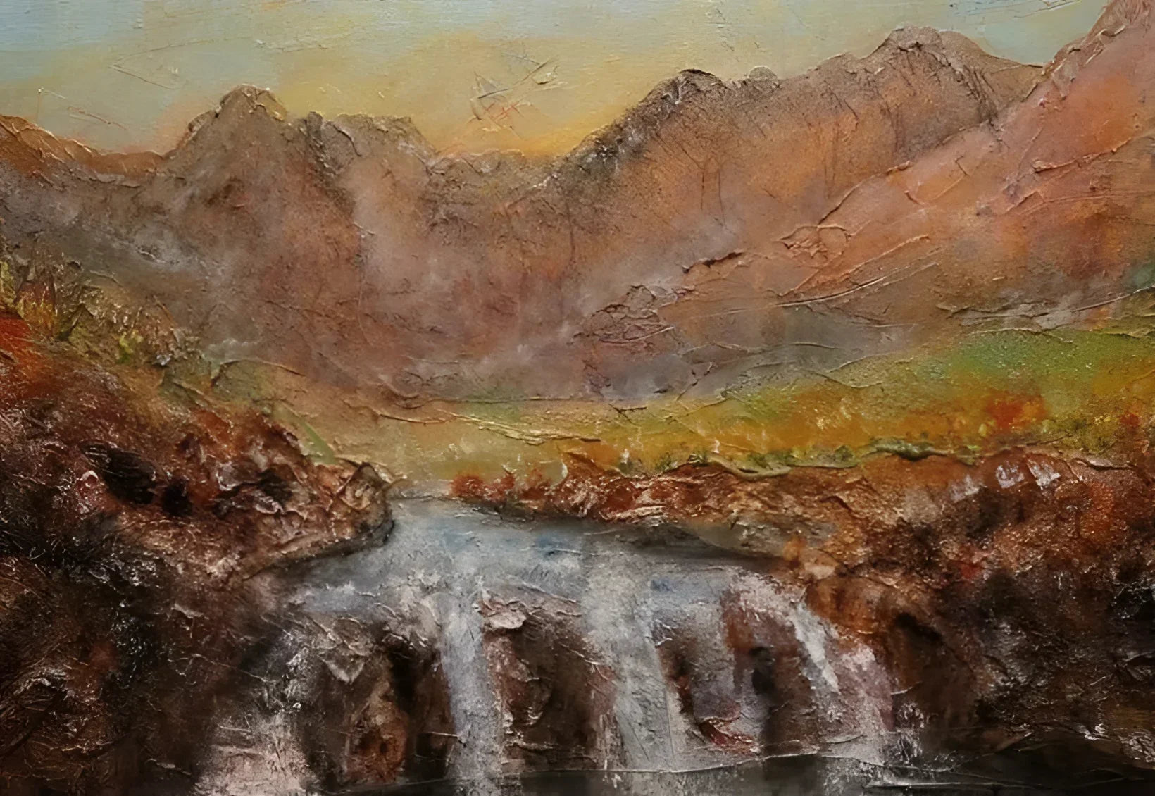 Fairy Pools Dawn - Skye Art Gallery Scotland Worldwide Shipping Textured Mountain Landscape Kevin Hunter Portfolio Giclee Prints