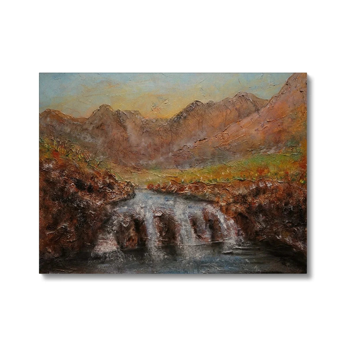 Fairy Pools Skye Dawn Canvas - Art Gallery Scotland Worldwide Shipping Scottish Landscape Paintings and Prints by Artist Hunter