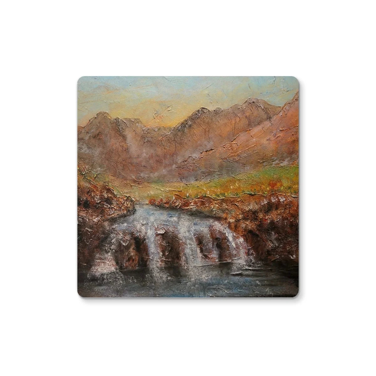 Fairy Pools Skye Dawn Coaster - Art Gallery Scotland Worldwide Shipping Scottish Landscape Paintings and Prints
