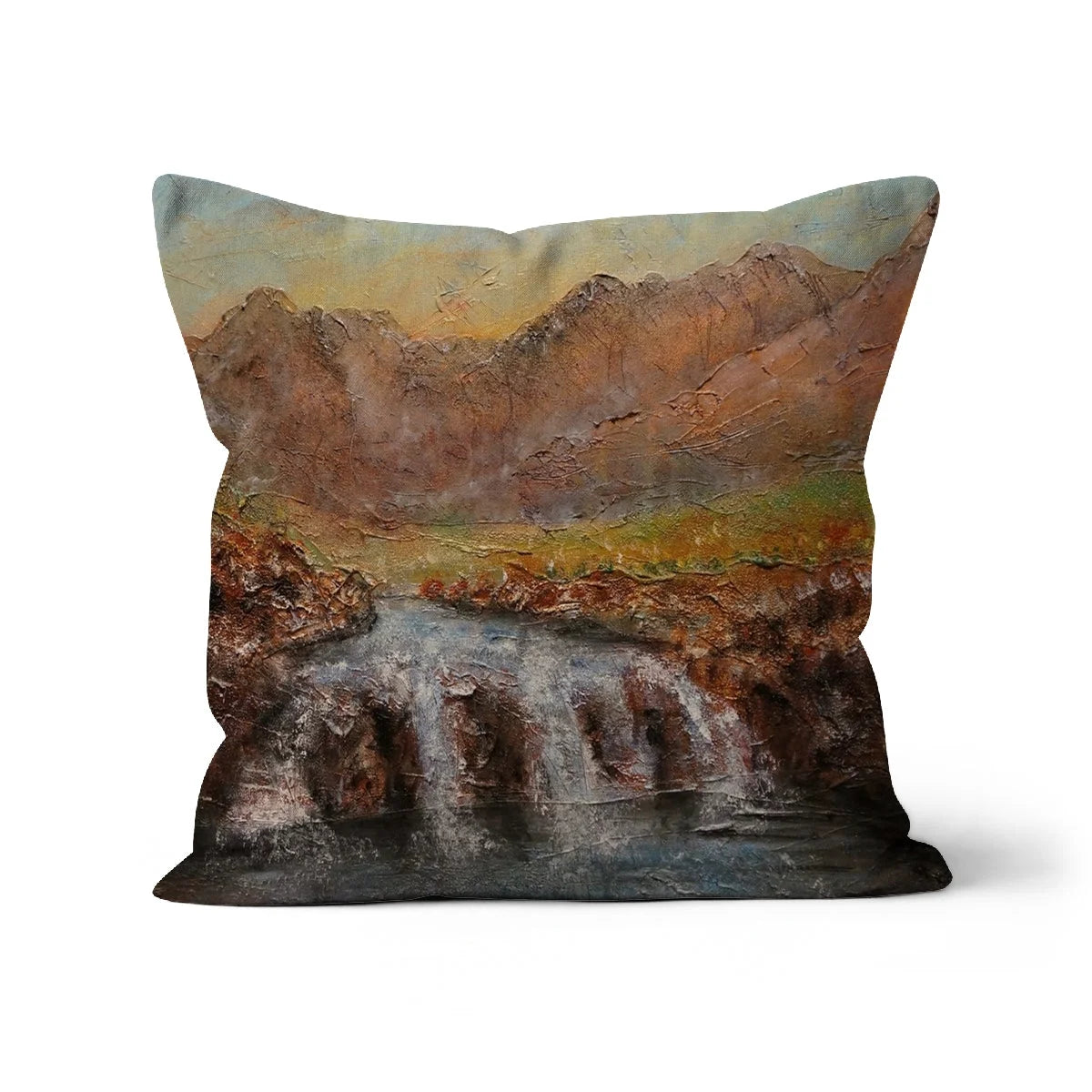 Fairy Pools Skye Dawn Cushion - Art Gallery Scotland Worldwide Shipping Scottish Landscape Paintings and Prints