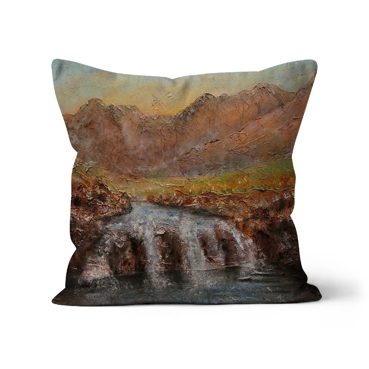 Fairy Pools Skye Dawn Cushion - Art Gallery Scotland Worldwide Shipping Scottish Landscape Paintings and Prints