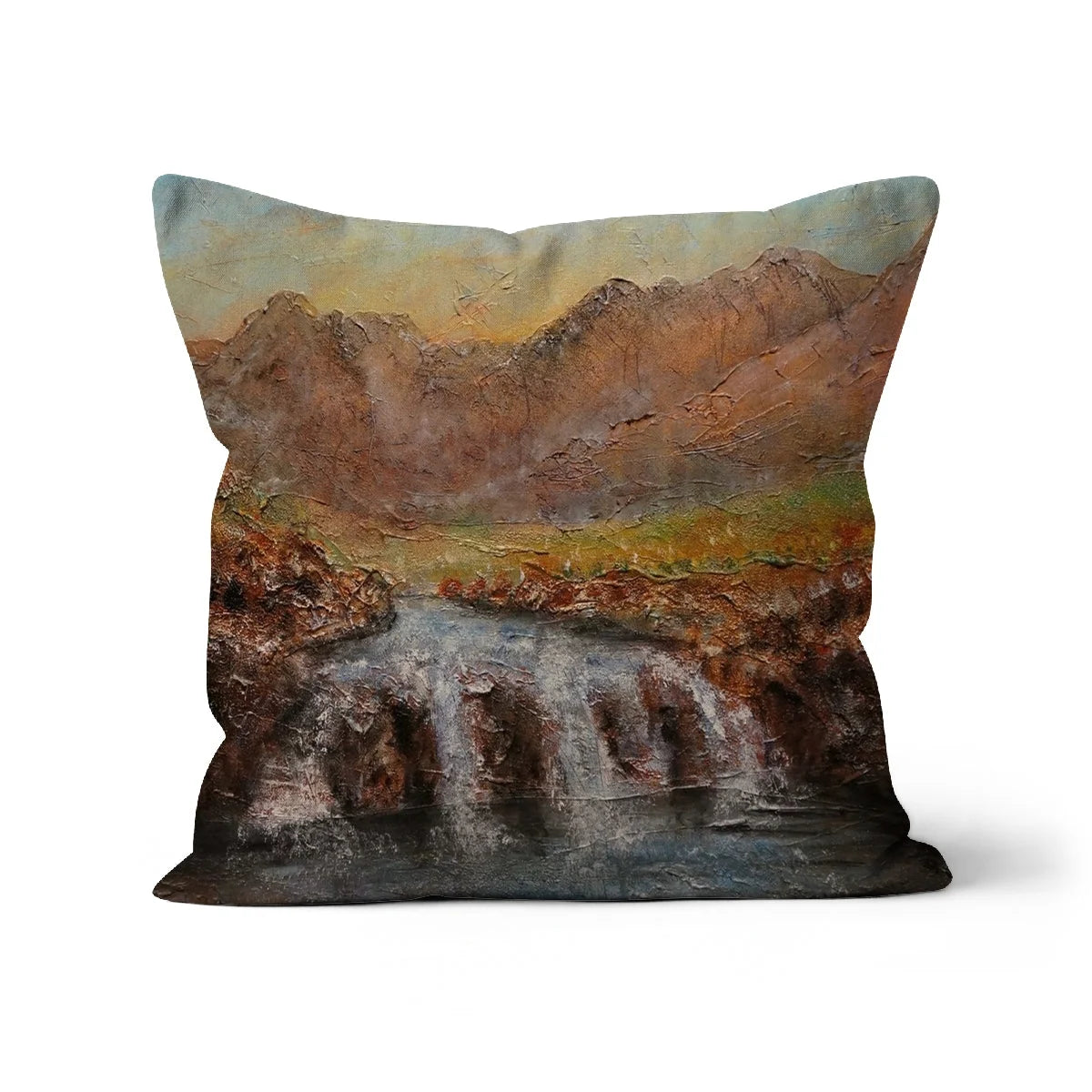 Fairy Pools Skye Dawn Cushion - Art Gallery Scotland Worldwide Shipping Scottish Landscape Paintings and Prints