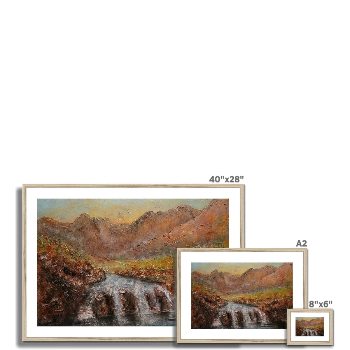 Fairy Pools Skye Dawn Framed & Mounted Print - Art Gallery Scotland Worldwide Shipping Scottish Landscape Paintings and Prints by Artist