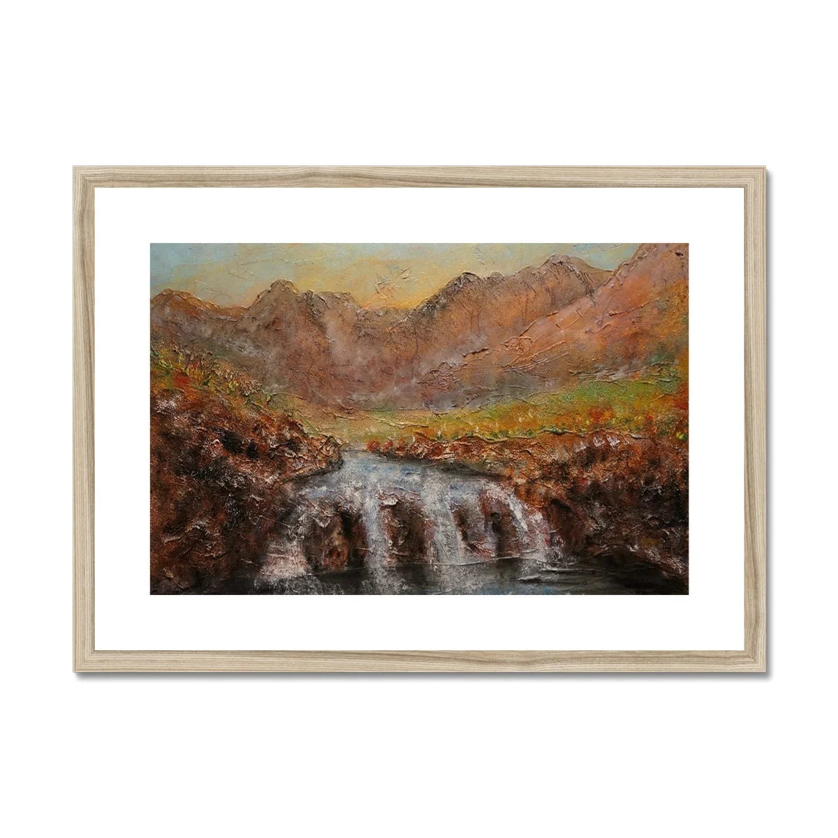 Fairy Pools Skye Dawn Framed & Mounted Print - Art Gallery Scotland Worldwide Shipping Scottish Landscape Paintings and Prints by Artist