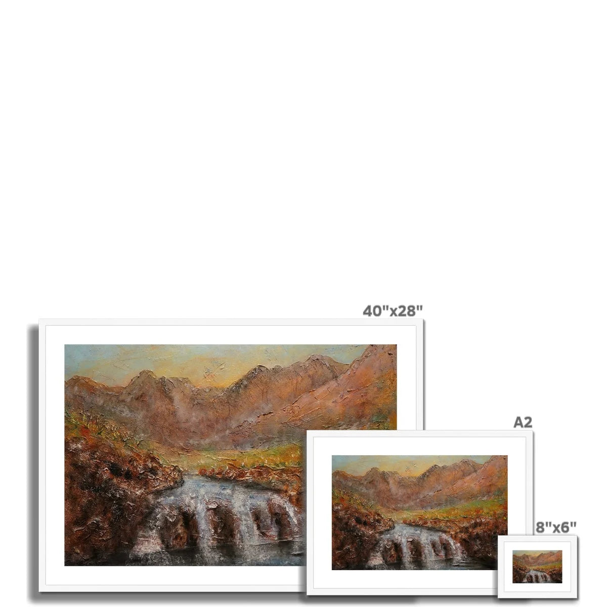 Fairy Pools Skye Dawn Framed & Mounted Print - Art Gallery Scotland Worldwide Shipping Scottish Landscape Paintings and Prints by Artist