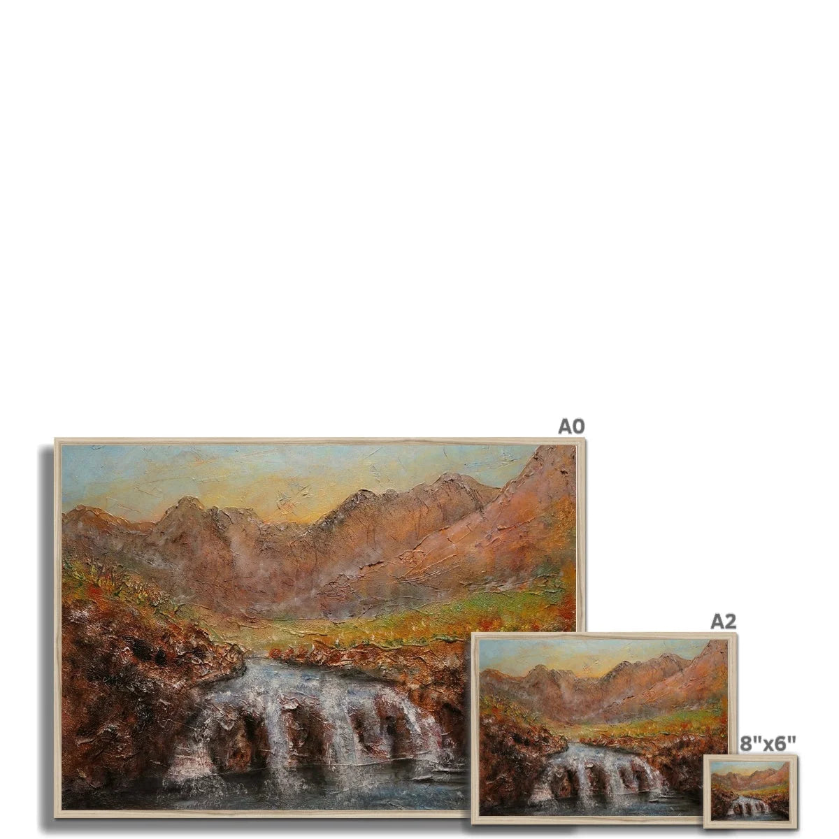 Fairy Pools Skye Dawn Framed Print - Art Gallery Scotland Worldwide Shipping Scottish Landscape Paintings and Prints by Artist Hunter