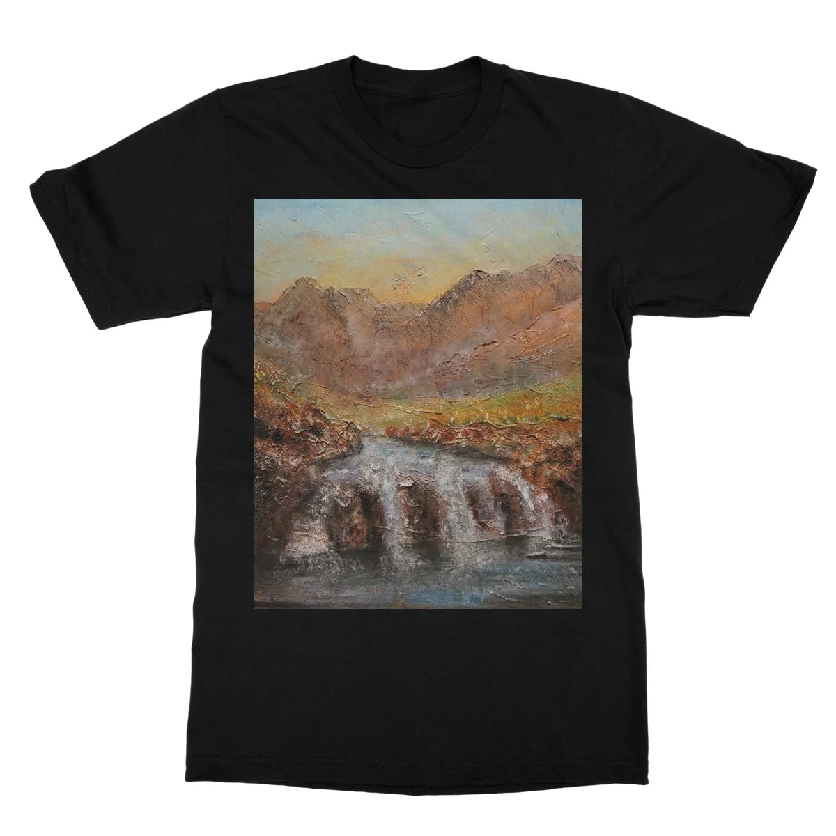 Fairy Pools Skye Dawn Softstyle T-shirt - Art Gallery Scotland Worldwide Shipping Scottish Landscape Paintings and Prints