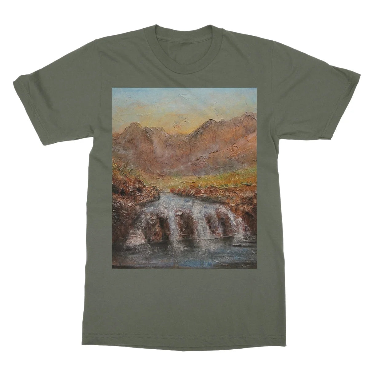 Fairy Pools Skye Dawn Softstyle T-shirt - Art Gallery Scotland Worldwide Shipping Scottish Landscape Paintings and Prints