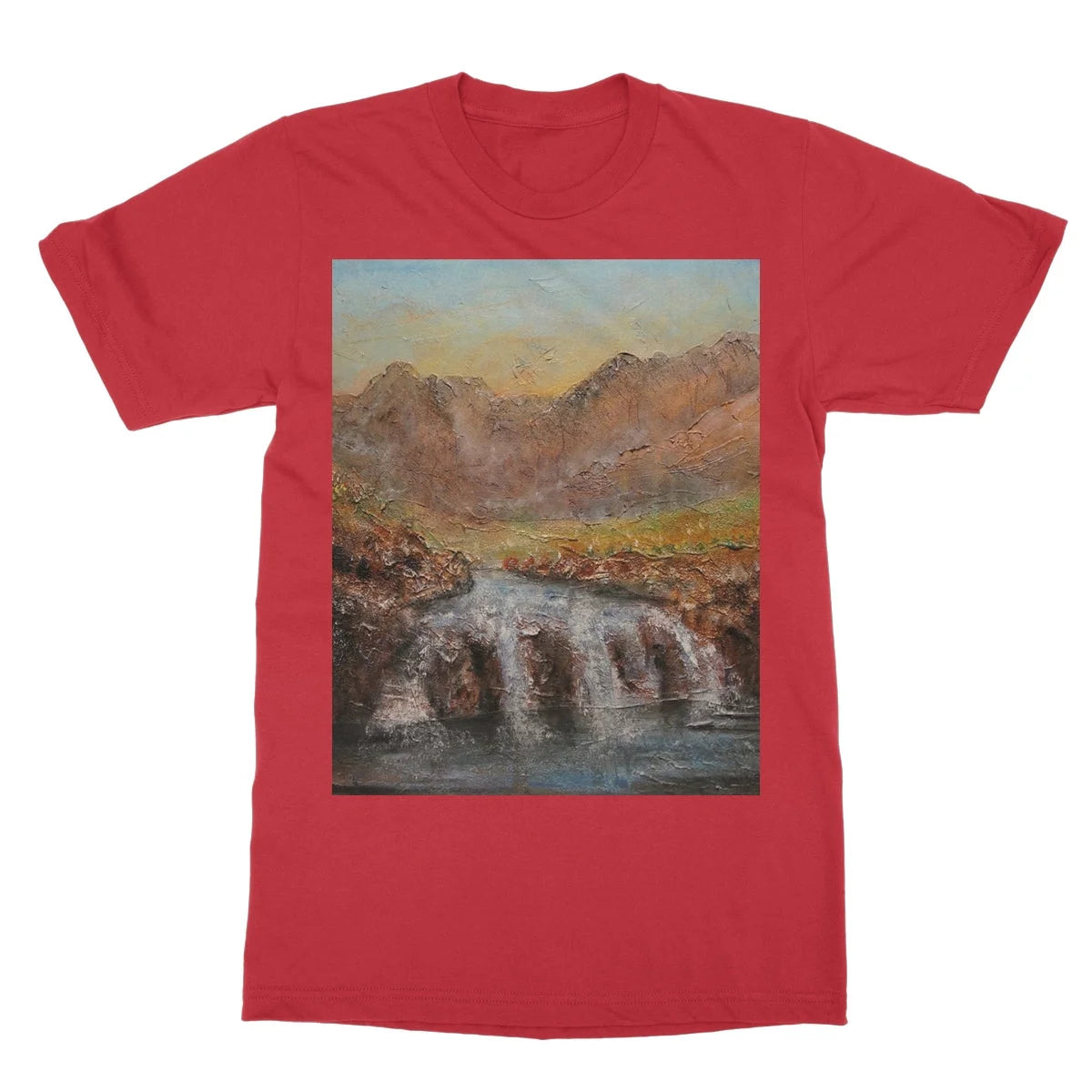 Fairy Pools Skye Dawn Softstyle T-shirt - Art Gallery Scotland Worldwide Shipping Scottish Landscape Paintings and Prints