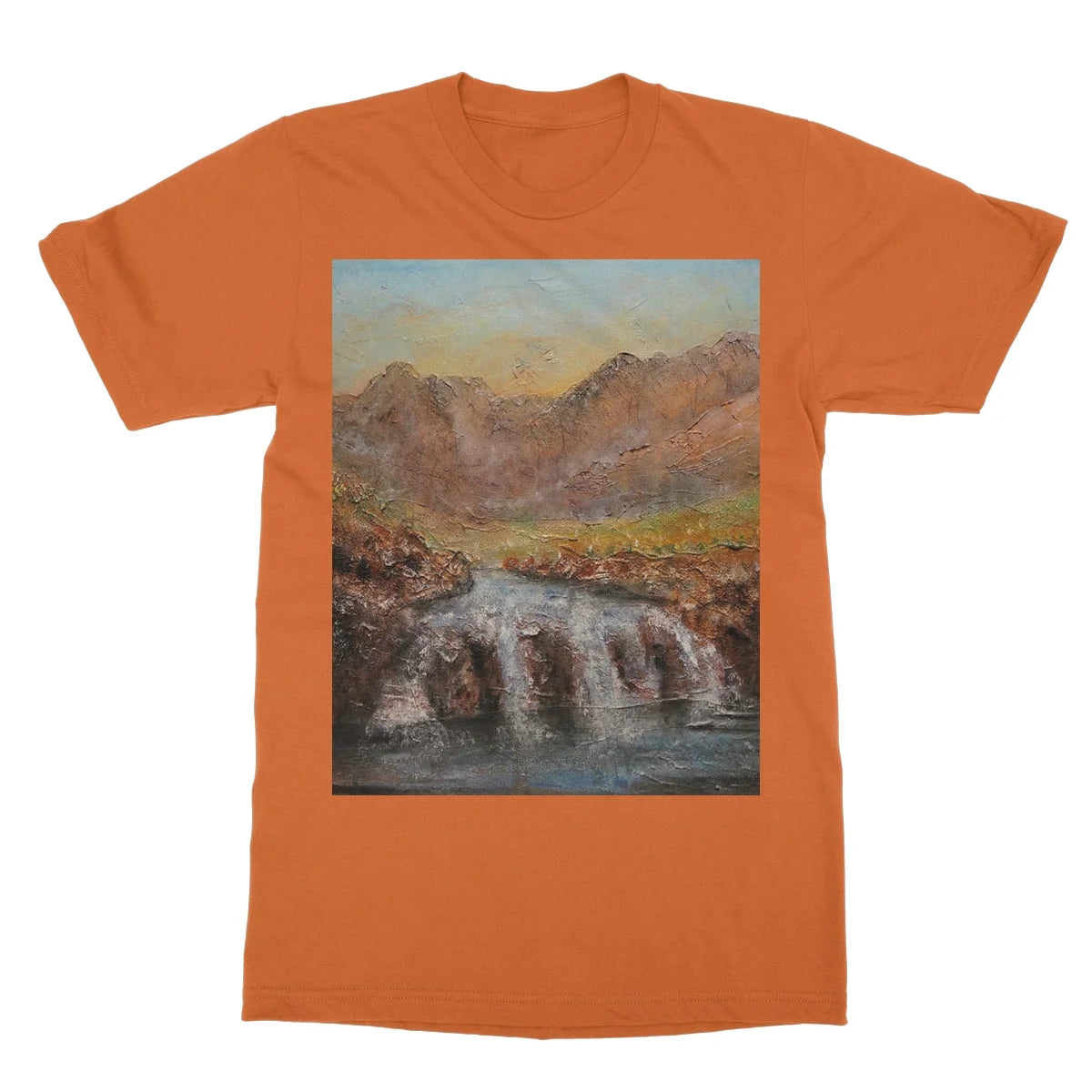 Fairy Pools Skye Dawn Softstyle T-shirt - Art Gallery Scotland Worldwide Shipping Scottish Landscape Paintings and Prints