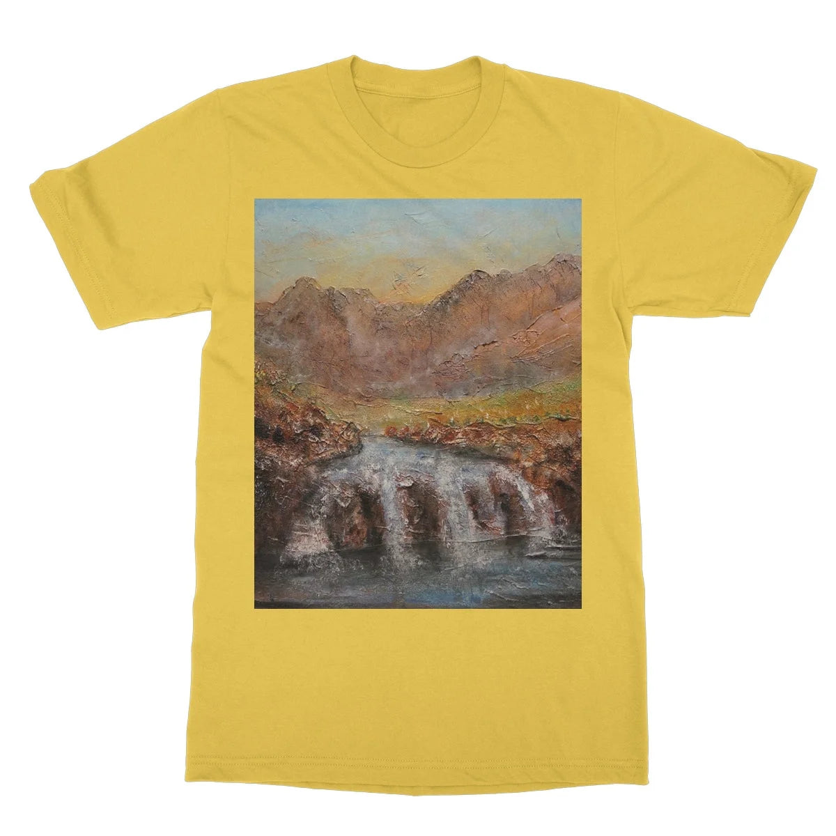 Fairy Pools Skye Dawn Softstyle T-shirt - Art Gallery Scotland Worldwide Shipping Scottish Landscape Paintings and Prints