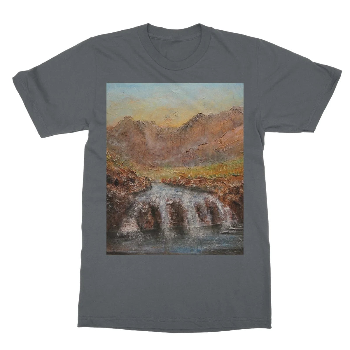 Fairy Pools Skye Dawn Softstyle T-shirt - Art Gallery Scotland Worldwide Shipping Scottish Landscape Paintings and Prints