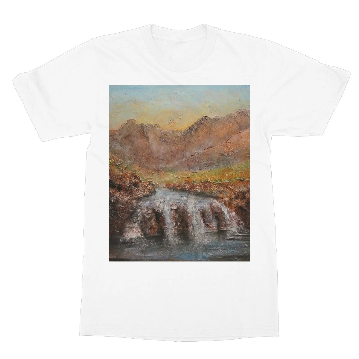 Fairy Pools Skye Dawn Softstyle T-shirt - Art Gallery Scotland Worldwide Shipping Scottish Landscape Paintings and Prints