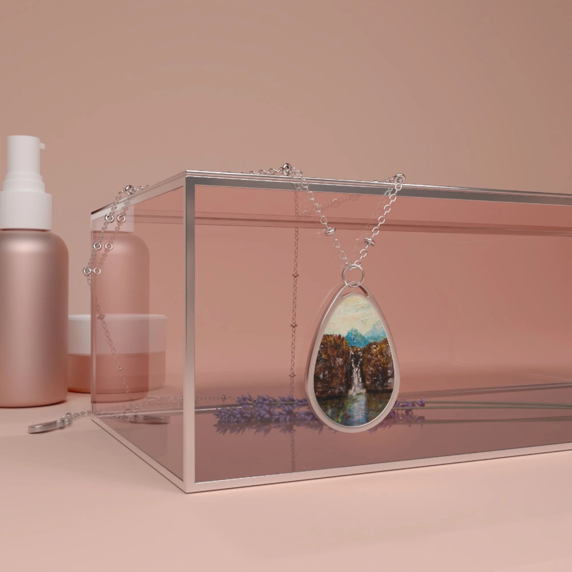 The Fairy Pools Skye | Scottish Jewellery | Necklace - Art Gallery Scotland Worldwide Shipping Silver Teardrop Pendant Landscape Paintings