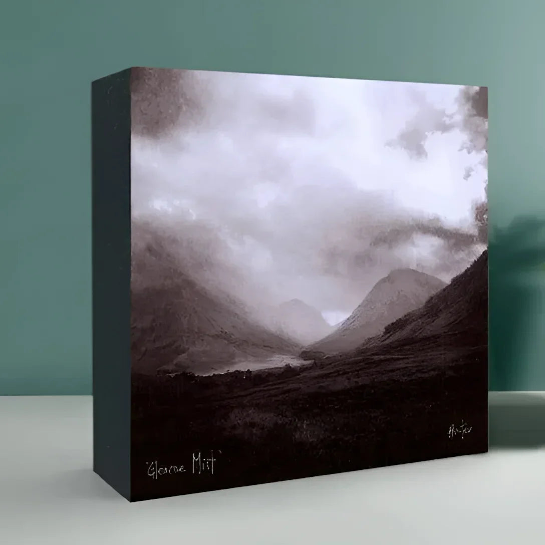 Fairy Pools Skye Wooden Art Block - Gallery Scotland Worldwide Shipping Square Canvas Print Scottish Landscape Paintings and Prints