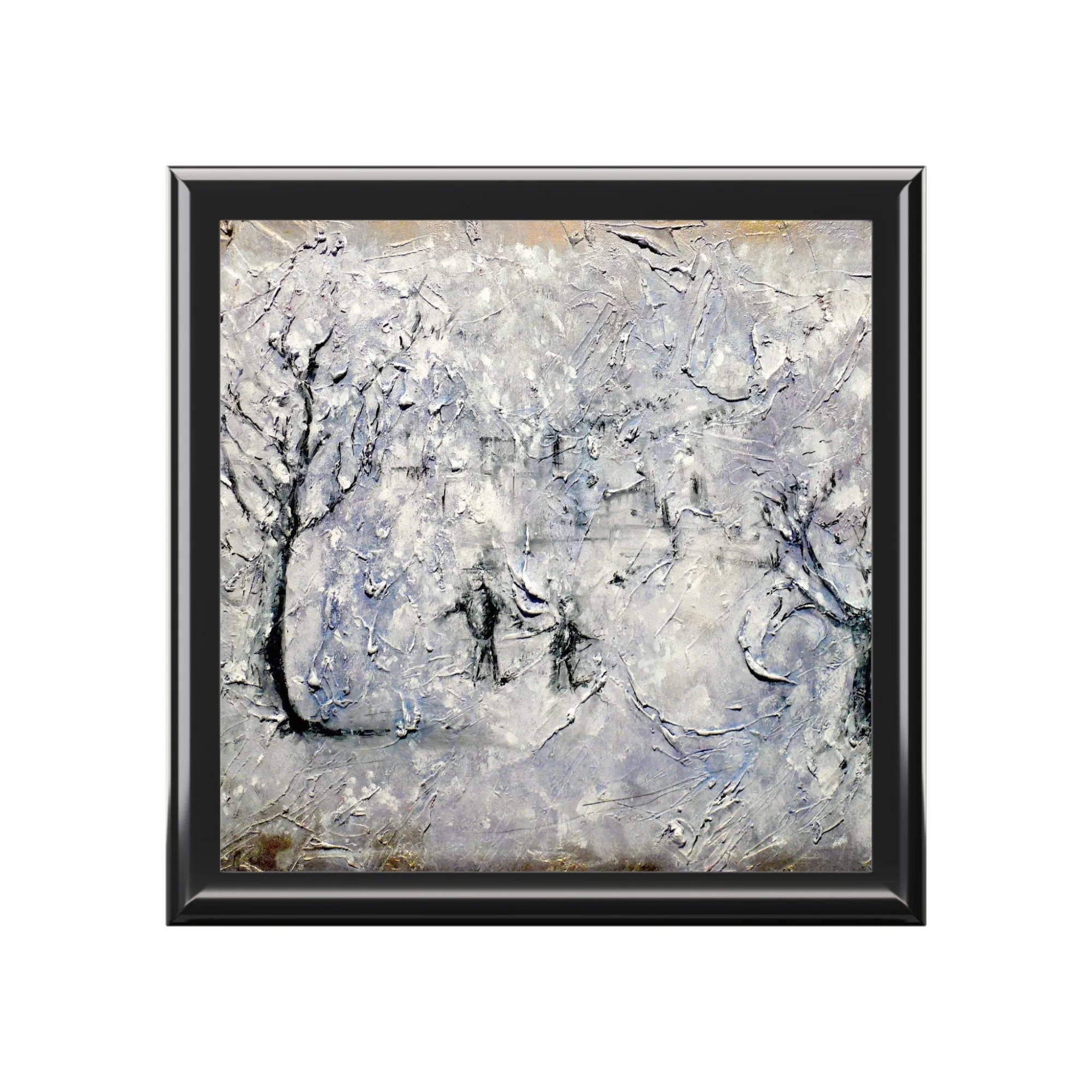Father Daughter Snow | Art Jewellery Box | Scotland - Abstract & Impressionistic Gallery Worldwide Shipping Textured Abstract Painting
