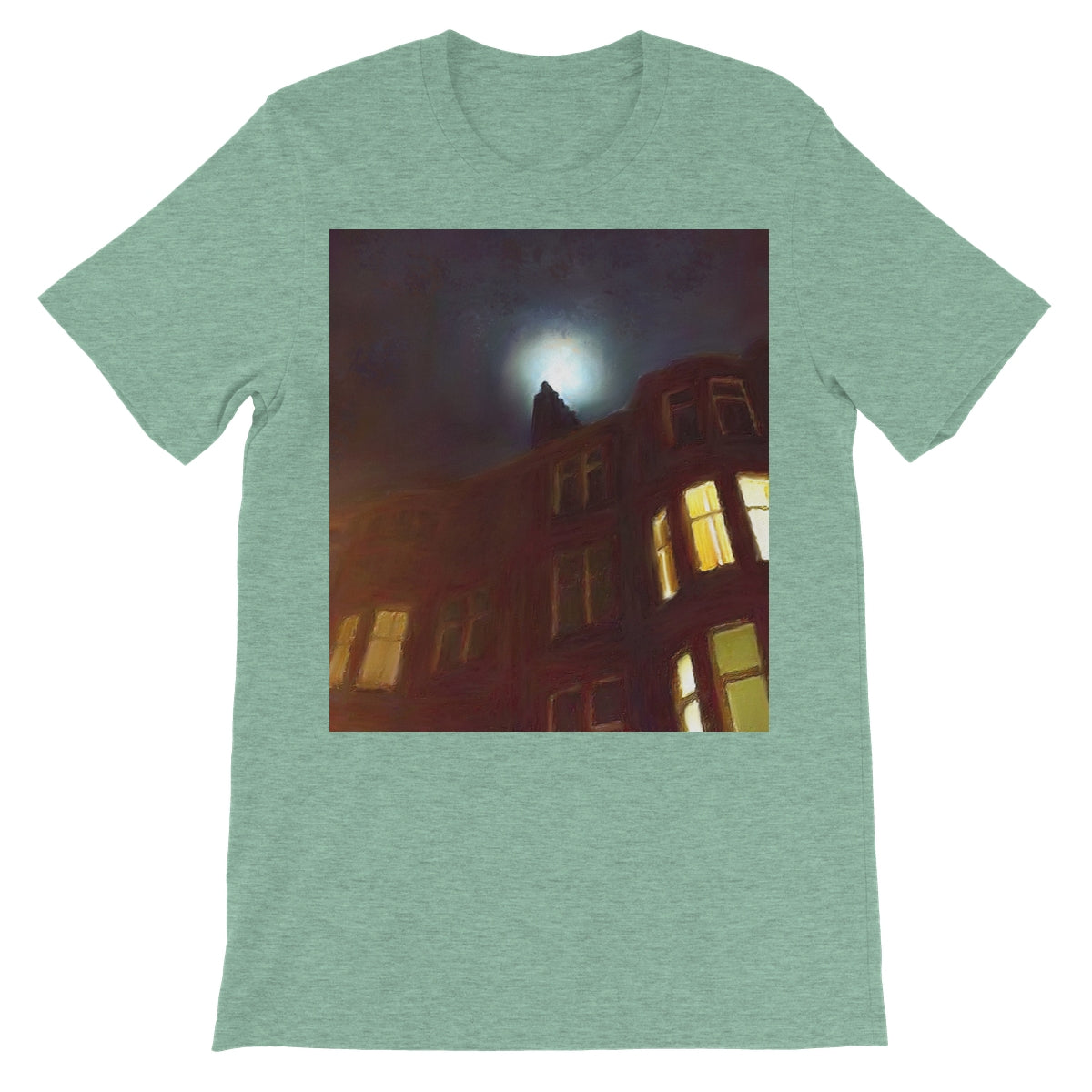 A Moonlit Tenement Unisex Short Sleeve T-Shirt | Scottish Art Gifts