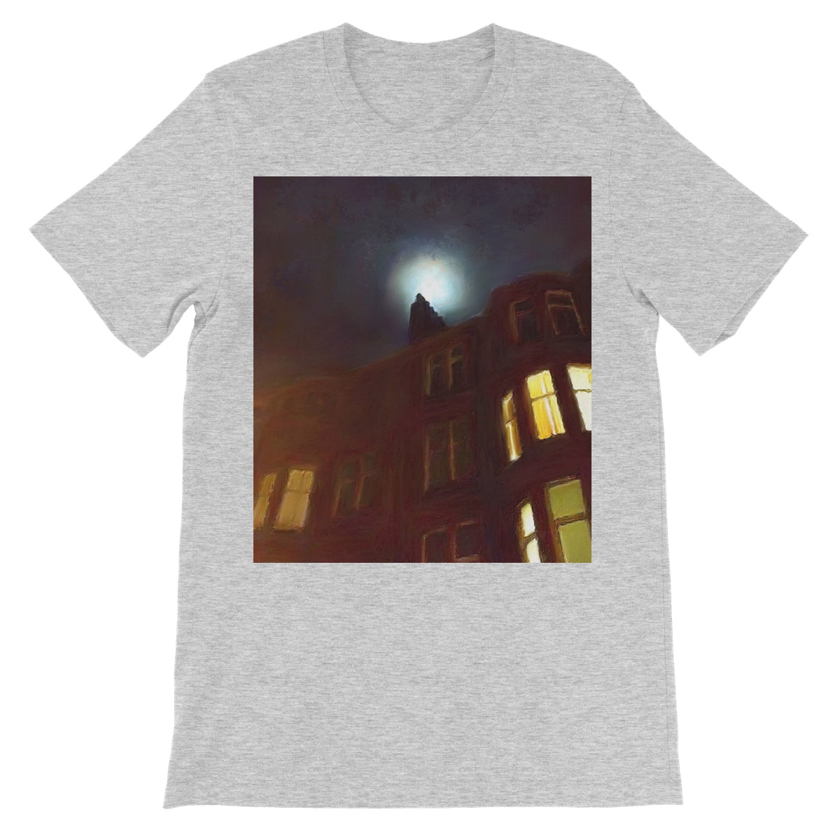 A Moonlit Tenement Unisex Short Sleeve T-Shirt | Scottish Art Gifts