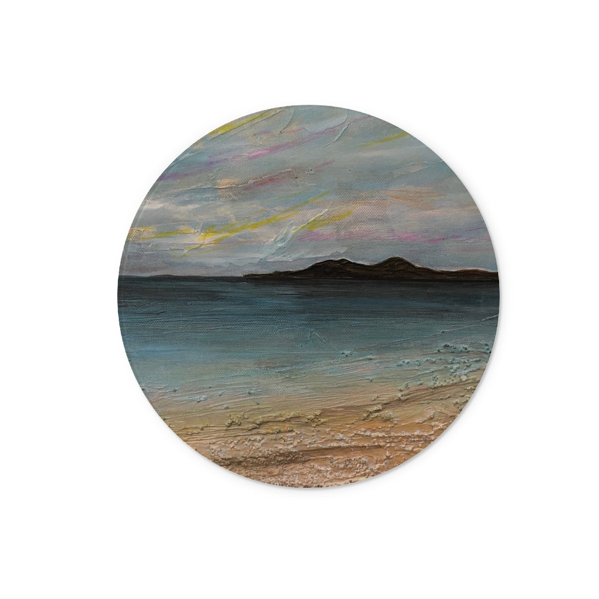 Garrynamonie Beach South Uist Art Gifts Glass Chopping Board | Hebridean Islands Art Gallery | Paintings, Prints, Homeware and Art Gifts From Scotland By Scottish Artist Kevin Hunter