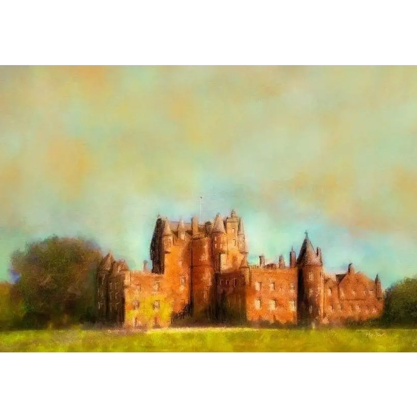 Impressionistic Glamis Castle art print by Scottish artist showcasing castle art prints