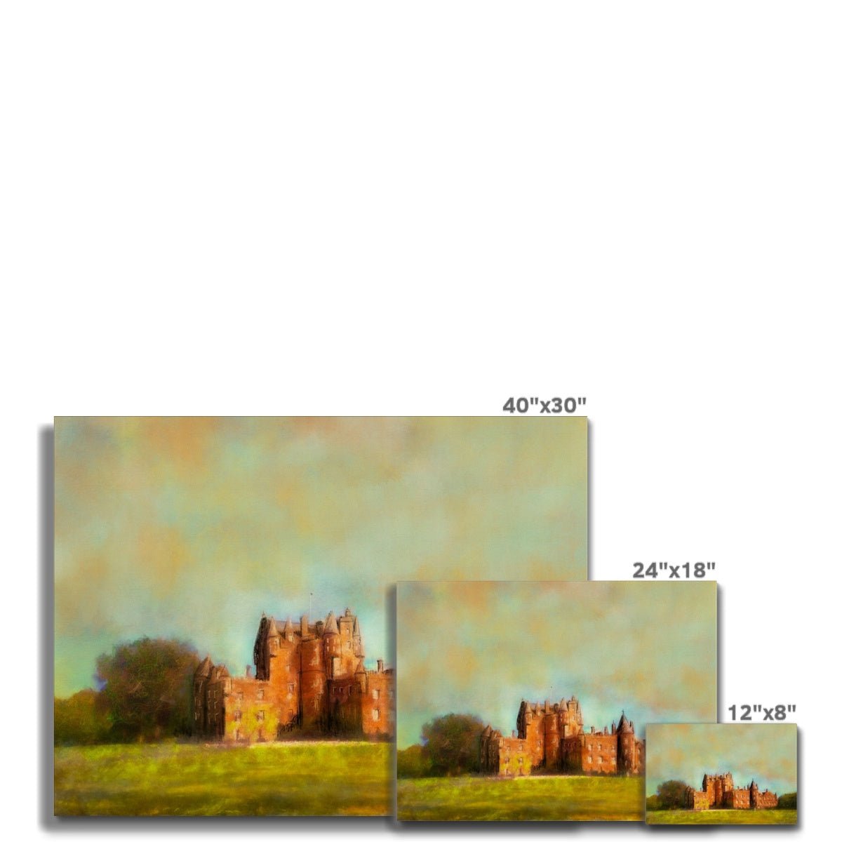 Glamis Castle Painting | Canvas From Scotland-Contemporary Stretched Canvas Prints-Historic & Iconic Scotland Art Gallery-Paintings, Prints, Homeware, Art Gifts From Scotland By Scottish Artist Kevin Hunter