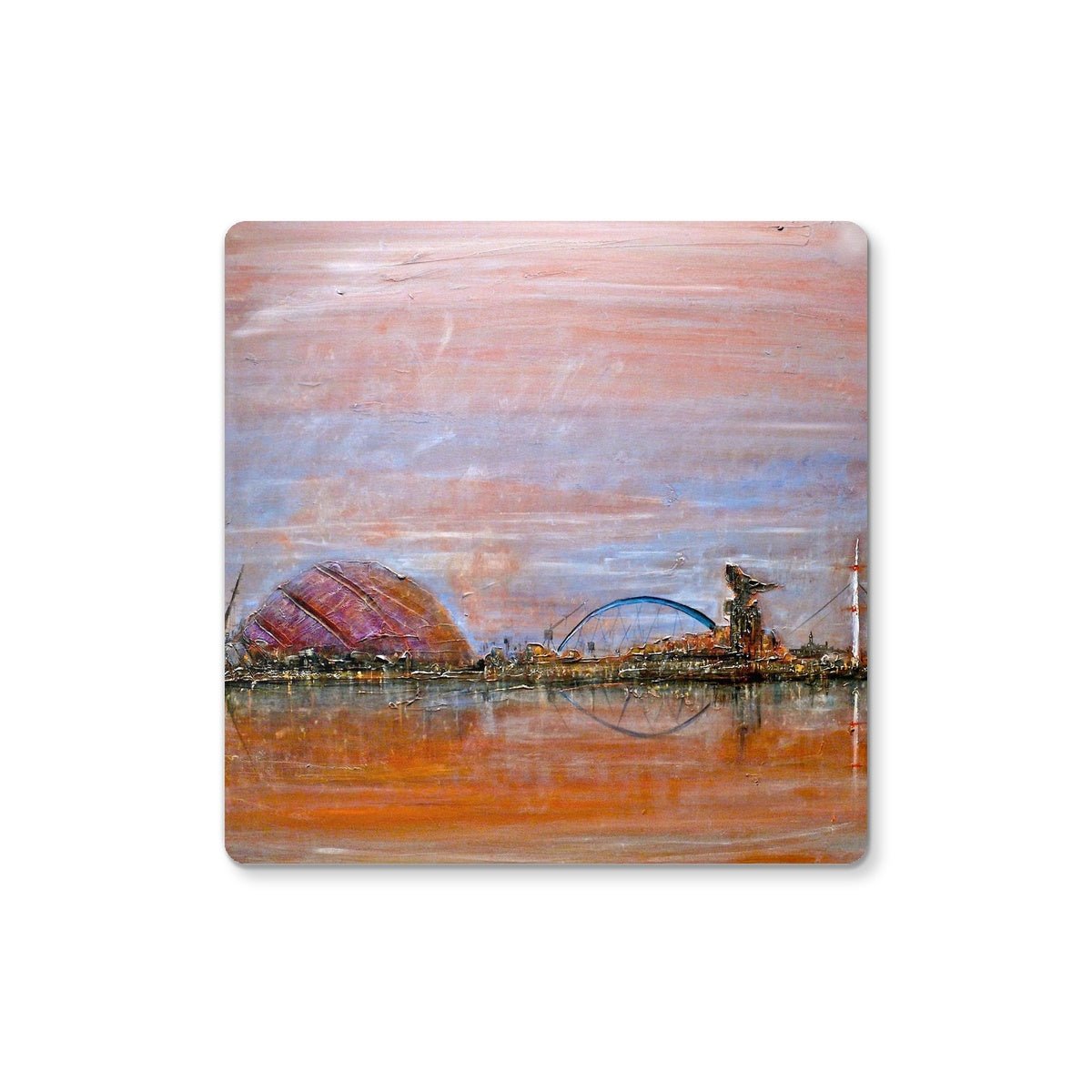 Glasgow Harbour Art Gifts Coaster-Coasters-Edinburgh & Glasgow Art Gallery-6 Coasters-Paintings, Prints, Homeware, Art Gifts From Scotland By Scottish Artist Kevin Hunter
