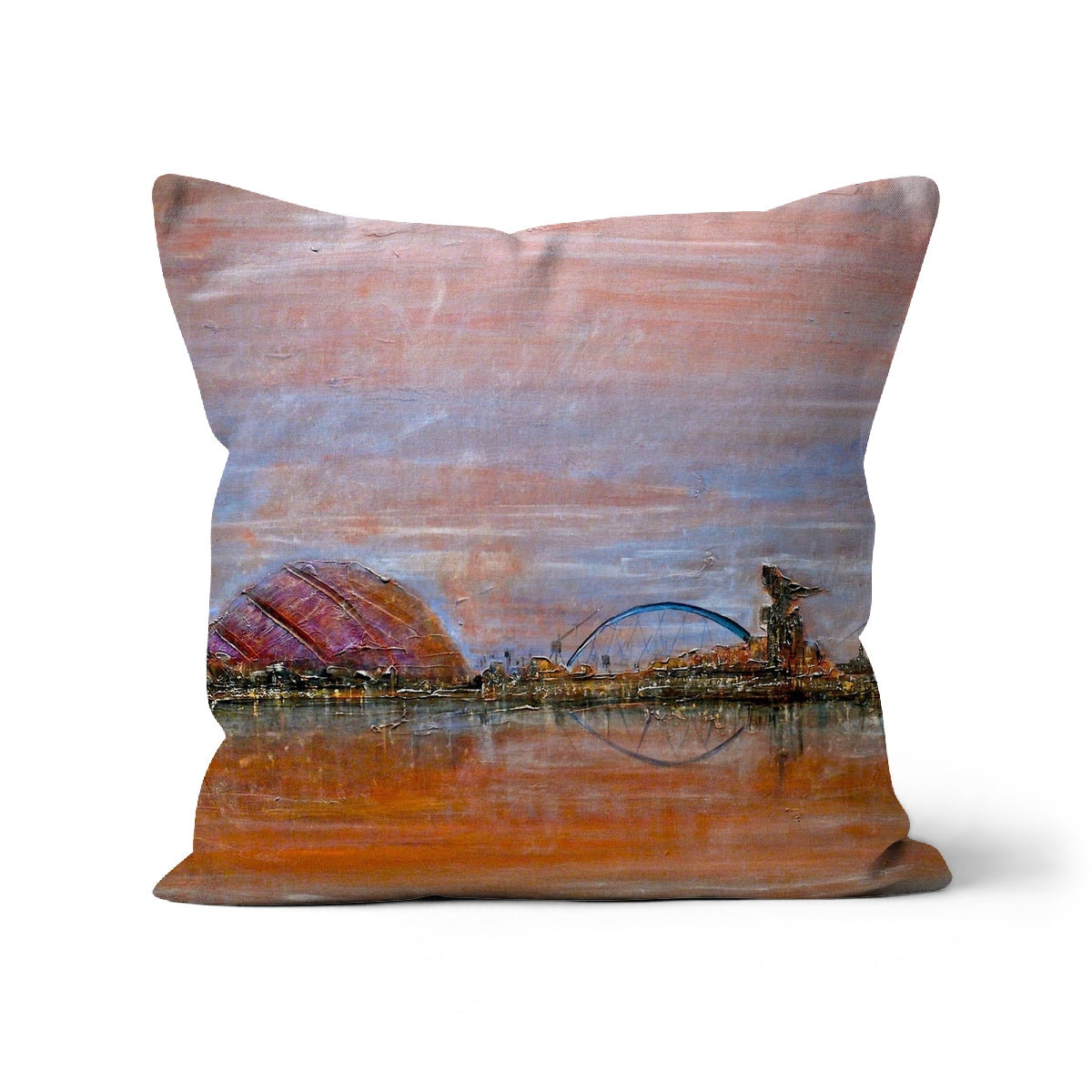 Glasgow Harbour Art Gifts Cushion | Edinburgh &amp; Glasgow Art Gallery | Paintings, Prints, Homeware and Art Gifts From Scotland By Scottish Artist Kevin Hunter