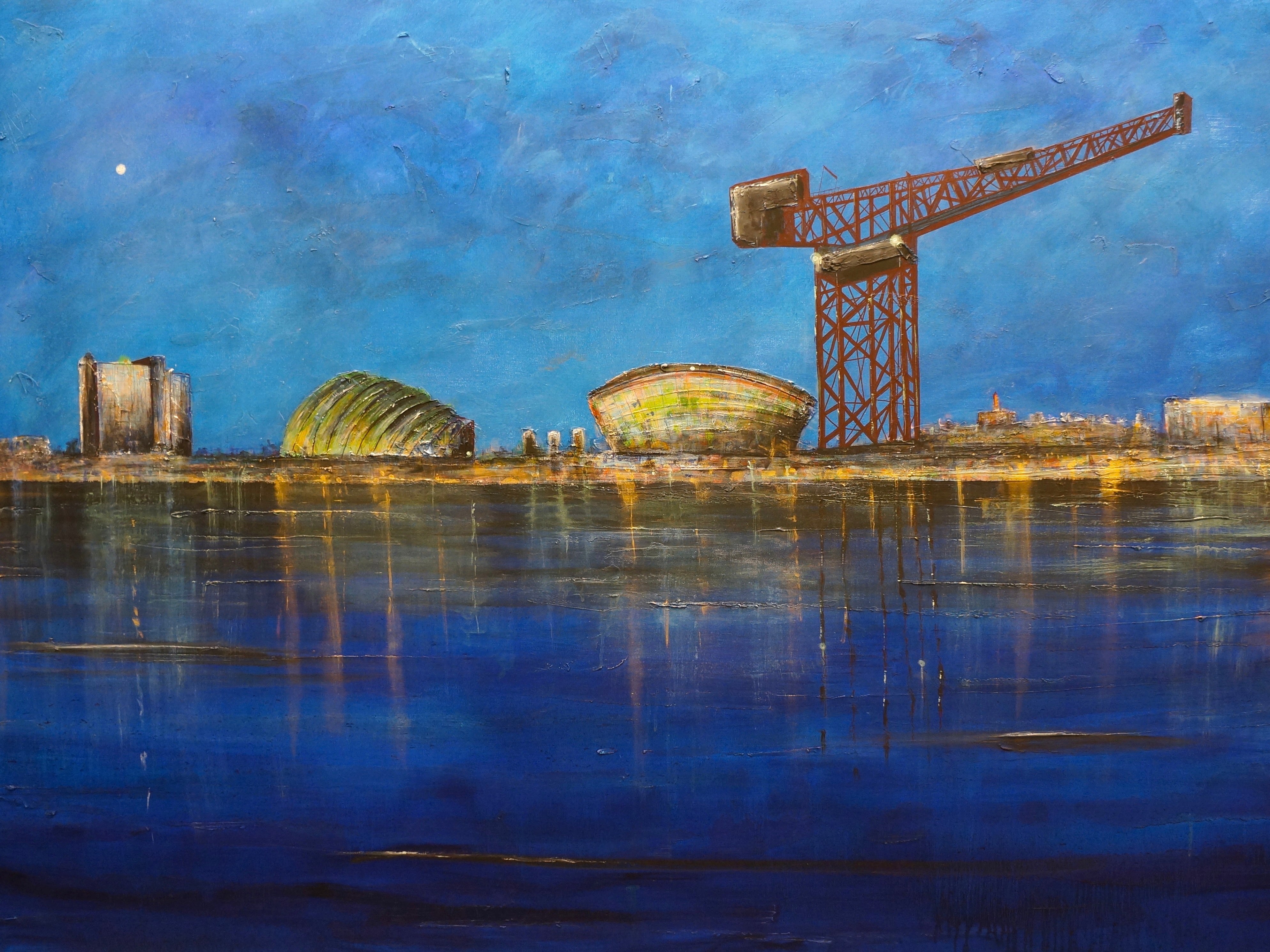Glasgow Harbour Moonlight Art Prints