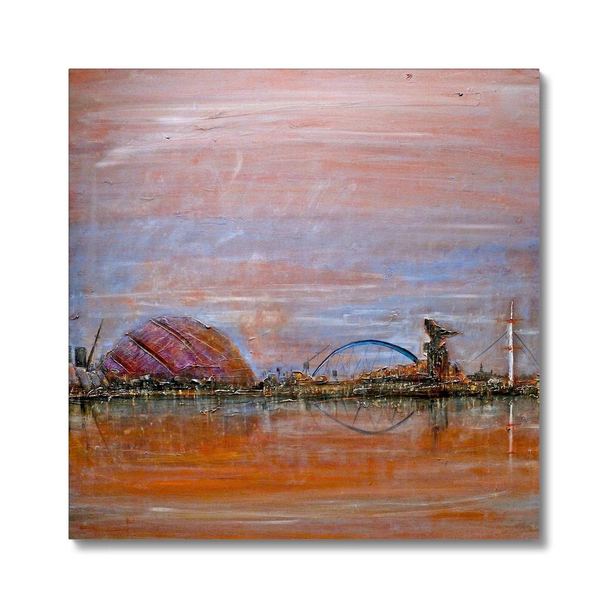 Glasgow Harbour Painting | Canvas From Scotland-Contemporary Stretched Canvas Prints-Edinburgh & Glasgow Art Gallery-24"x24"-Paintings, Prints, Homeware, Art Gifts From Scotland By Scottish Artist Kevin Hunter