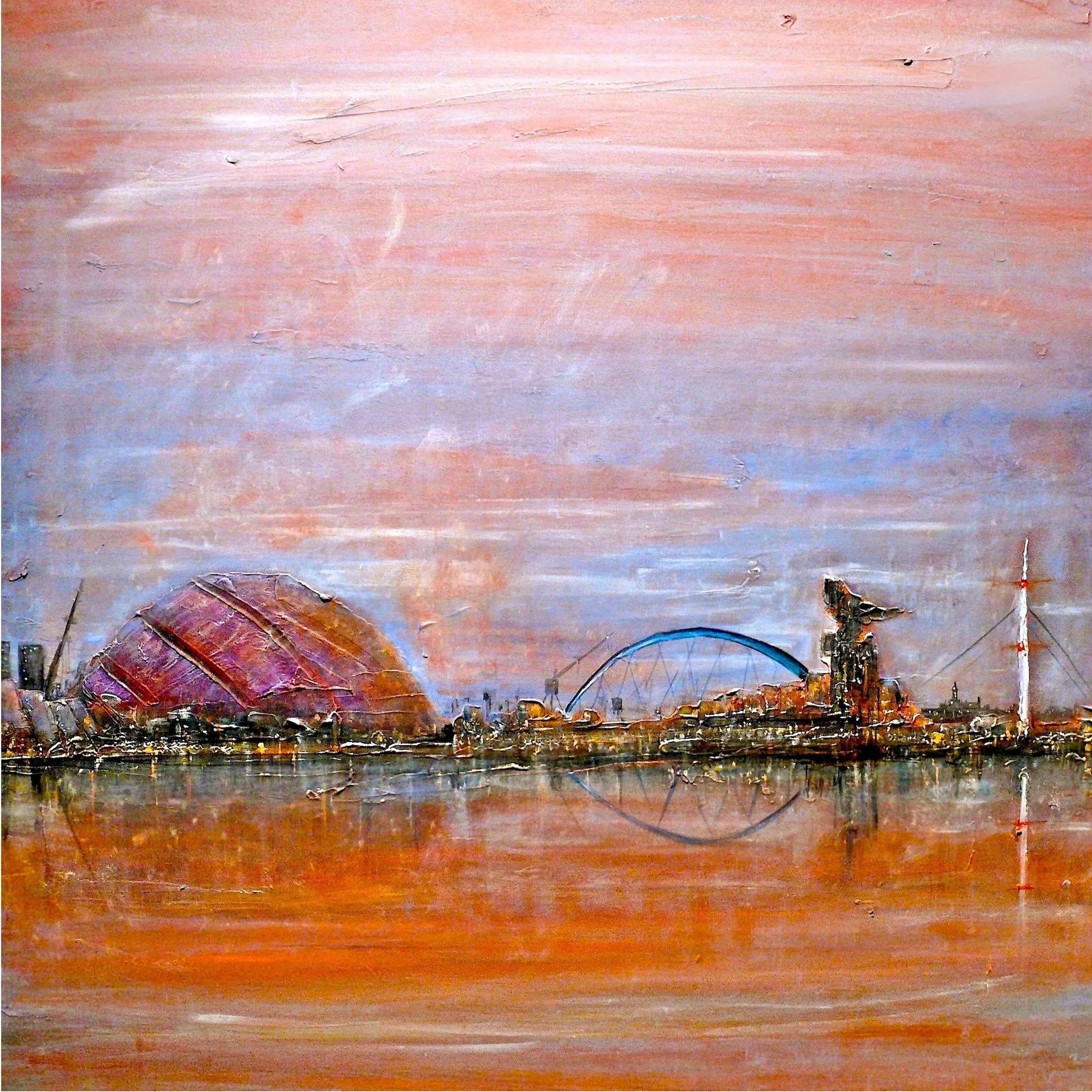 Glasgow Harbour | Scotland in your Pocket - Edinburgh & Art Gallery Worldwide Shipping Vibrant Impressionistic Painting Scottish Landscape